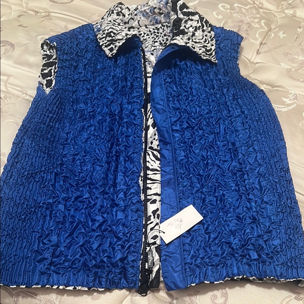 NWT Royal Blue Vest reversible to Animal Print